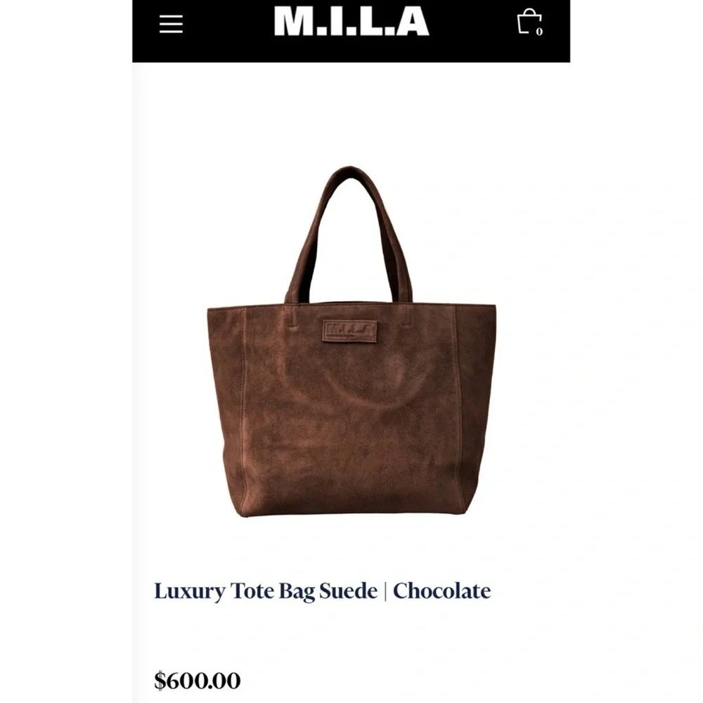 M.I.L.A. MILA chocolate Brown authentic leather Suede lined Tote Bag EUC - Picture 2 of 8